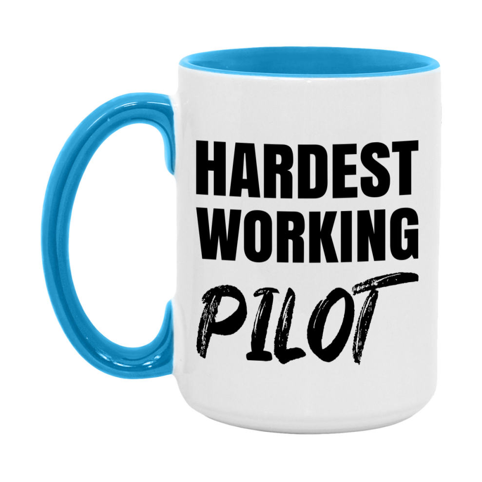 Pilot Superlative Mug, Hardest Working Pilot, 11oz or 15oz Ceramic Coffee Mug, Double-Sided Cup, Gift for Pilot, Coworker Gift, Boss Gift