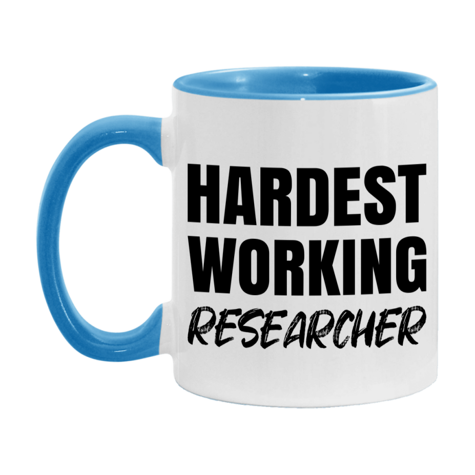 Researcher Superlative Mug, Hardest Working Researcher, 11oz or 15oz Ceramic Coffee Mug, Double-Sided Cup, Gift for Researcher, Coworker Gift, Boss Gift
