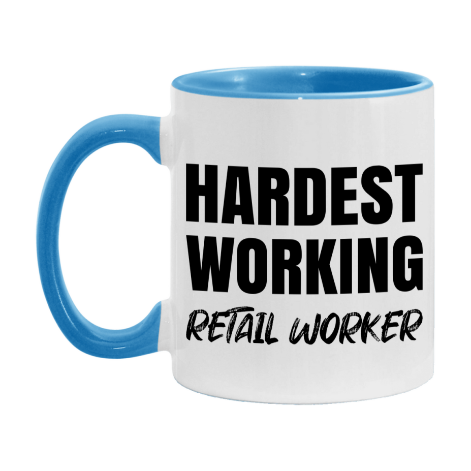 Retail Worker Superlative Mug, Hardest Working Retail Worker, 11oz or 15oz Ceramic Coffee Mug, Double-Sided Cup, Gift for Retail Worker, Coworker Gift, Boss Gift