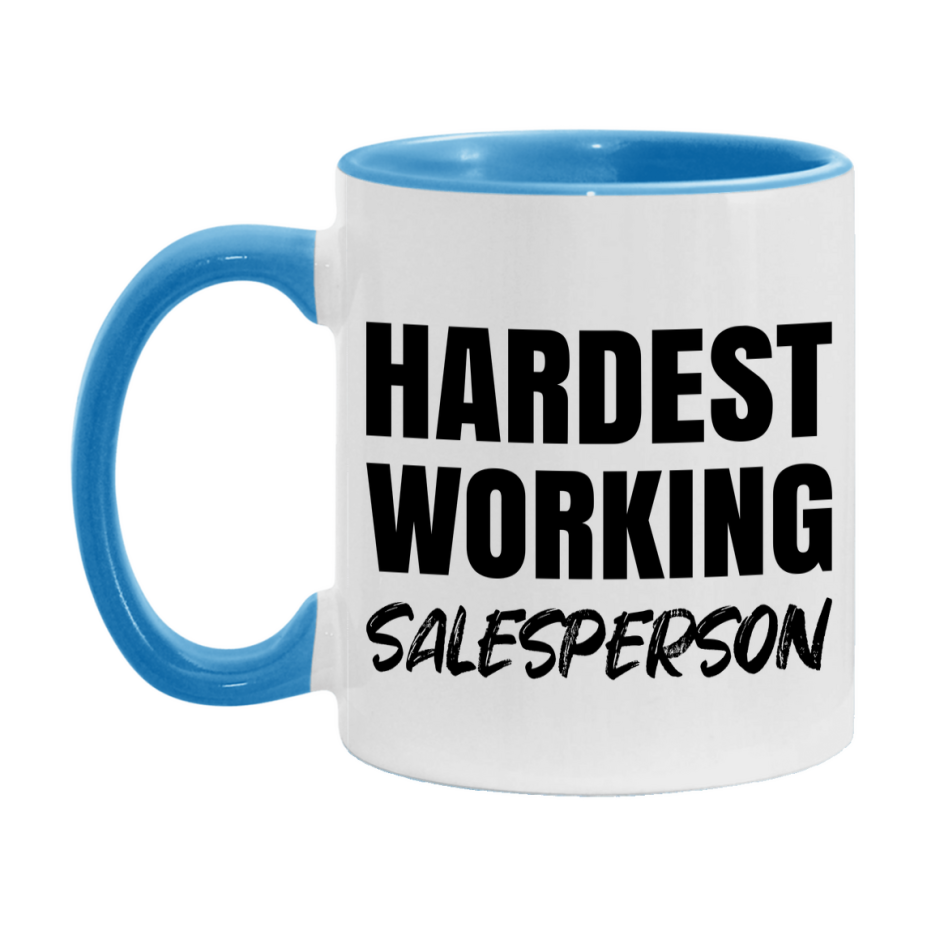 Salesperson Superlative Mug, Hardest Working Salesperson, 11oz or 15oz Ceramic Coffee Mug, Double-Sided Cup, Gift for Salesperson, Coworker Gift, Boss Gift