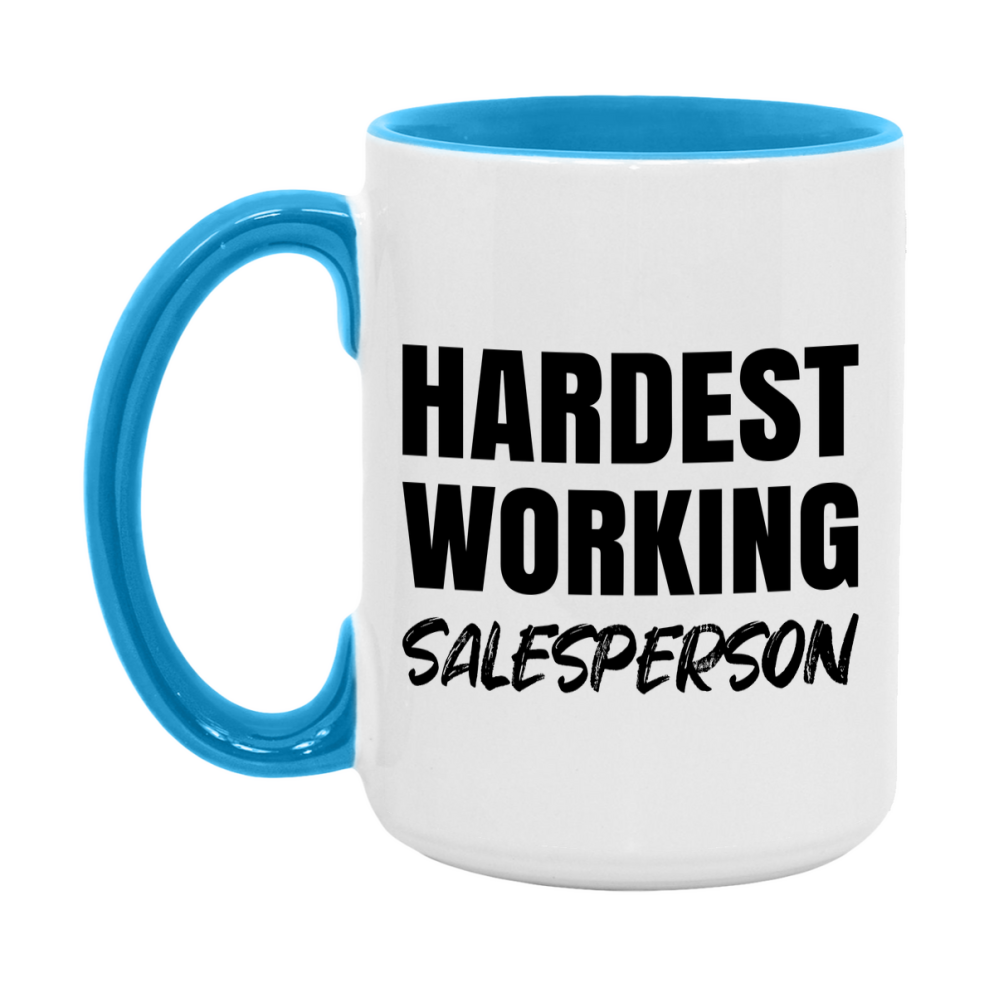 Salesperson Superlative Mug, Hardest Working Salesperson, 11oz or 15oz Ceramic Coffee Mug, Double-Sided Cup, Gift for Salesperson, Coworker Gift, Boss Gift