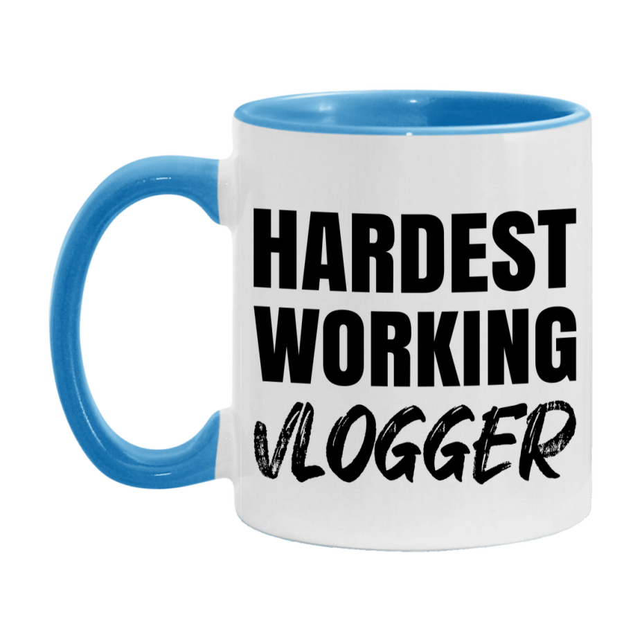 Vlogger Superlative Mug, Hardest Working Vlogger, 11oz or 15oz Ceramic Coffee Mug, Double-Sided Cup, Gift for Vlogger, Coworker Gift, Boss Gift