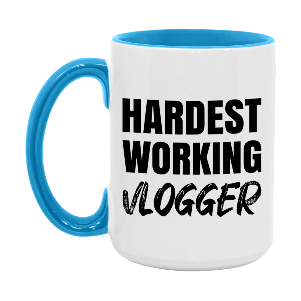 Vlogger Superlative Mug, Hardest Working Vlogger, 11oz or 15oz Ceramic Coffee Mug, Double-Sided Cup, Gift for Vlogger, Coworker Gift, Boss Gift