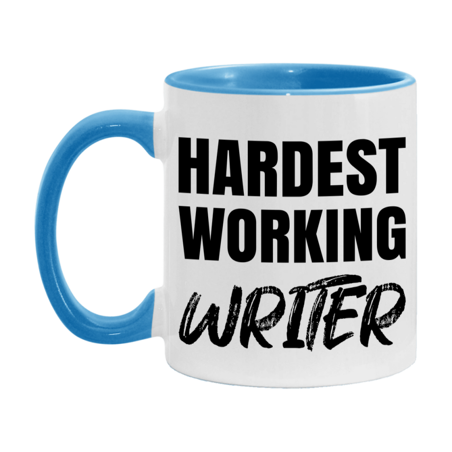 Writer Superlative Mug, Hardest Working Writer, 11oz or 15oz Ceramic Coffee Mug, Double-Sided Cup, Gift for Writer, Coworker Gift, Boss Gift