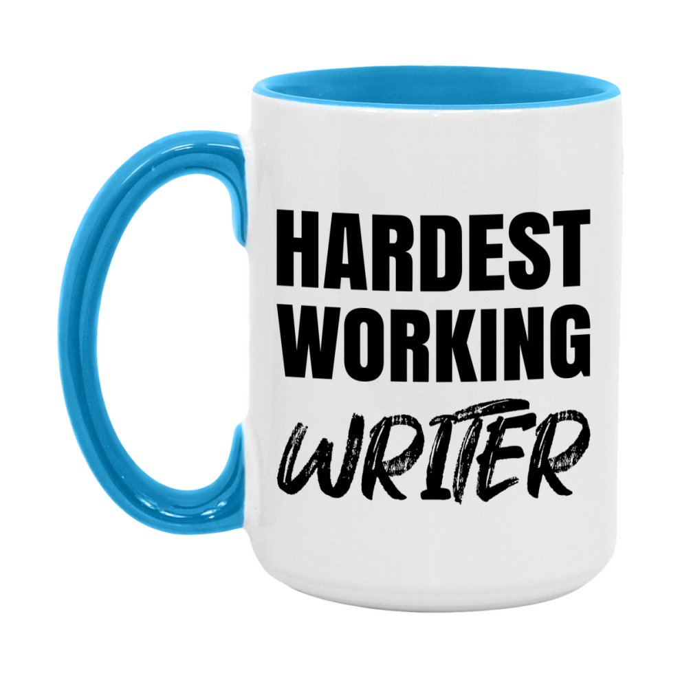 Writer Superlative Mug, Hardest Working Writer, 11oz or 15oz Ceramic Coffee Mug, Double-Sided Cup, Gift for Writer, Coworker Gift, Boss Gift