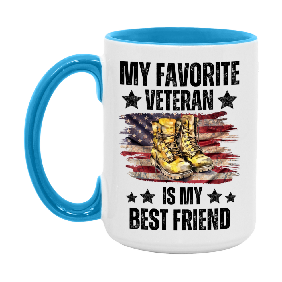 Veteran Gift Mug, My Favorite Veteran Is My Best Friend, 11oz or 15oz Ceramic Coffee Cup Gift for Best Friend