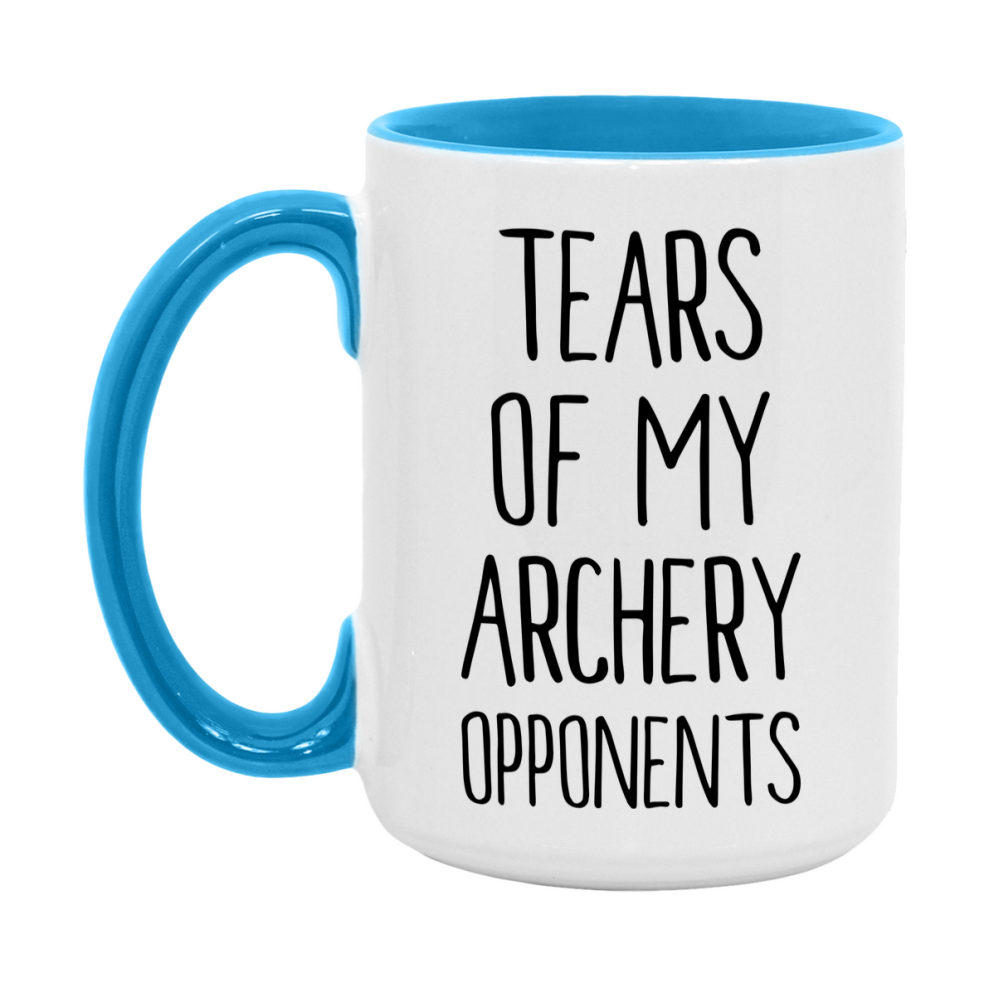 Funny Archery Mug, Tears Of My Archery Opponents, 11oz or 15oz White Ceramic Coffee Cup Gift for Archery Lovers