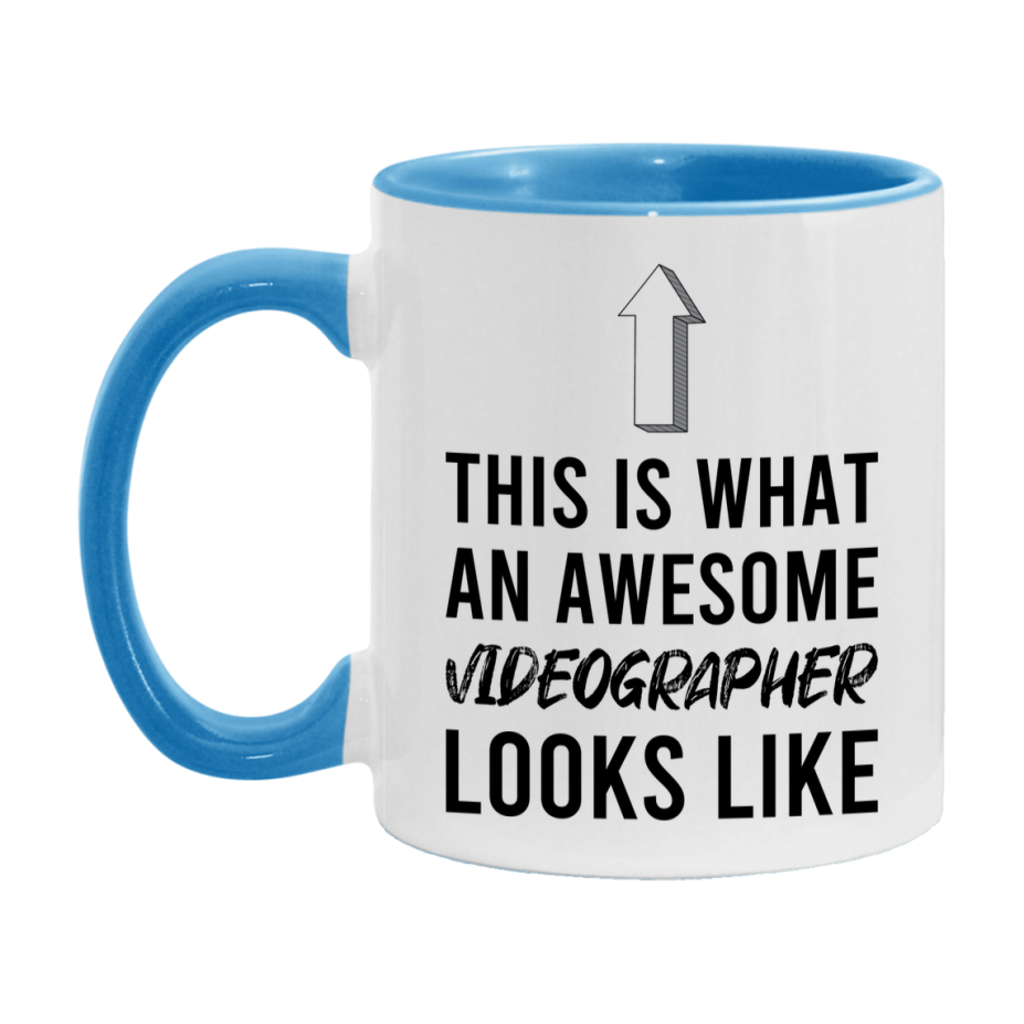 Funny Videographer Mug - This Is What An Awesome Videographer Looks Like - 11oz or 15oz Ceramic Coffee Cup - Novelty Gift for Videographer Professionals