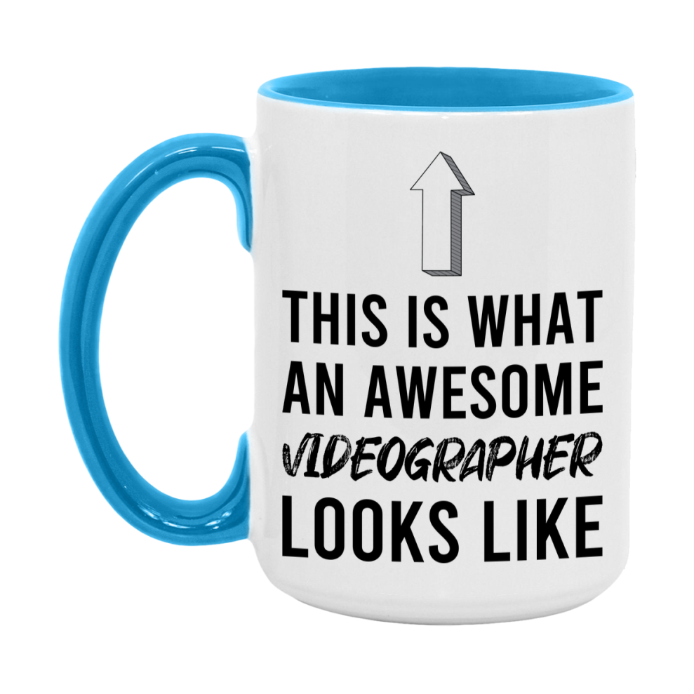 Funny Videographer Mug - This Is What An Awesome Videographer Looks Like - 11oz or 15oz Ceramic Coffee Cup - Novelty Gift for Videographer Professionals