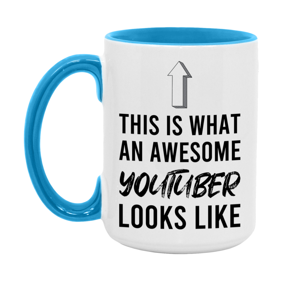 Funny Youtuber Mug - This Is What An Awesome Youtuber Looks Like - 11oz or 15oz Ceramic Coffee Cup - Novelty Gift for Youtuber Professionals