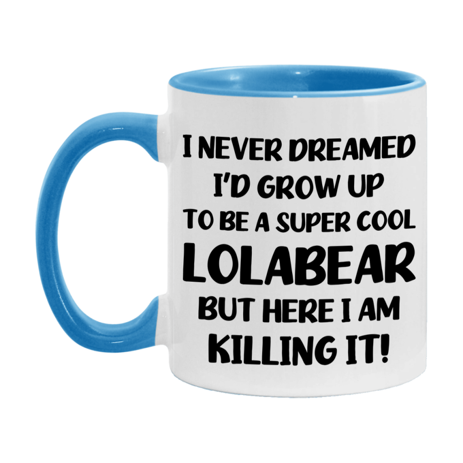 Funny Lolabear Mug - "I Never Dreamed I'd Grow Up To Be A Super Cool Lolabear" - White Ceramic Coffee Cup (11Oz Or 15Oz