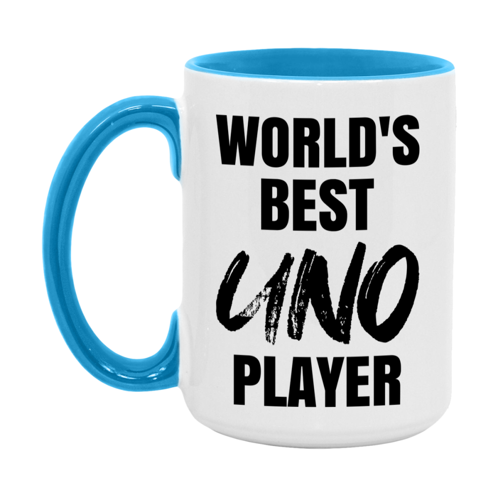 World's Best Uno Player Mug, Funny Card Game Player Gift, 11Oz Or 15Oz White Ceramic Mug