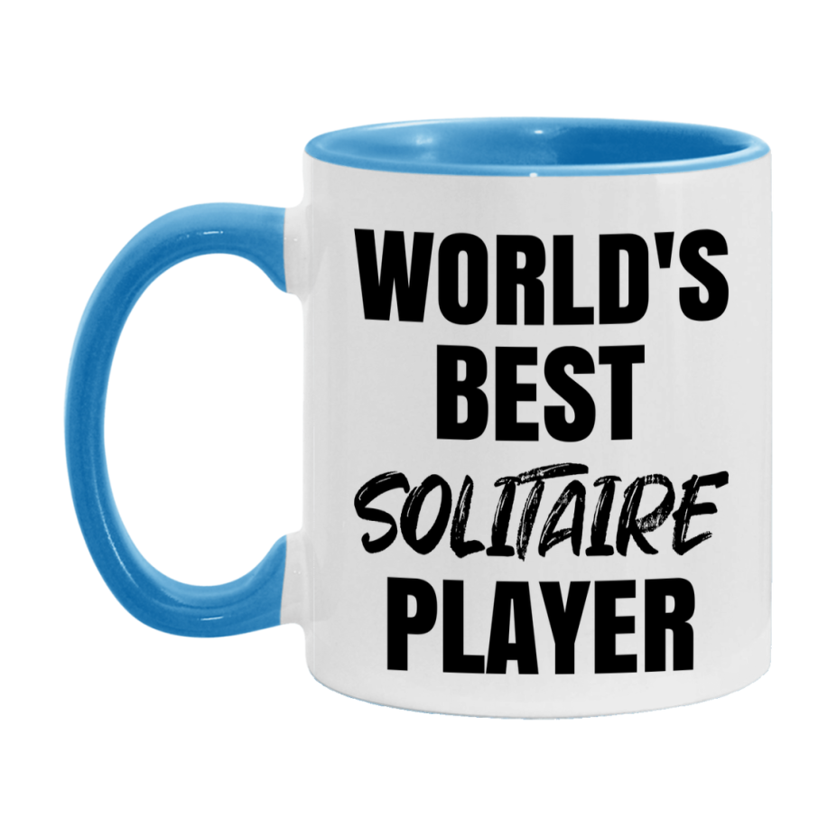 World's Best Solitaire Player Mug, Funny Card Game Player Gift, 11Oz Or 15Oz White Ceramic Mug