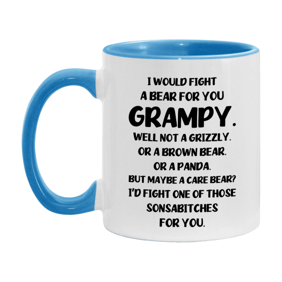Funny Mug For Grampy, I Would Fight A Bear For You Grampy, Double-Sided 11Oz Or 15Oz Ceramic Coffee Cup