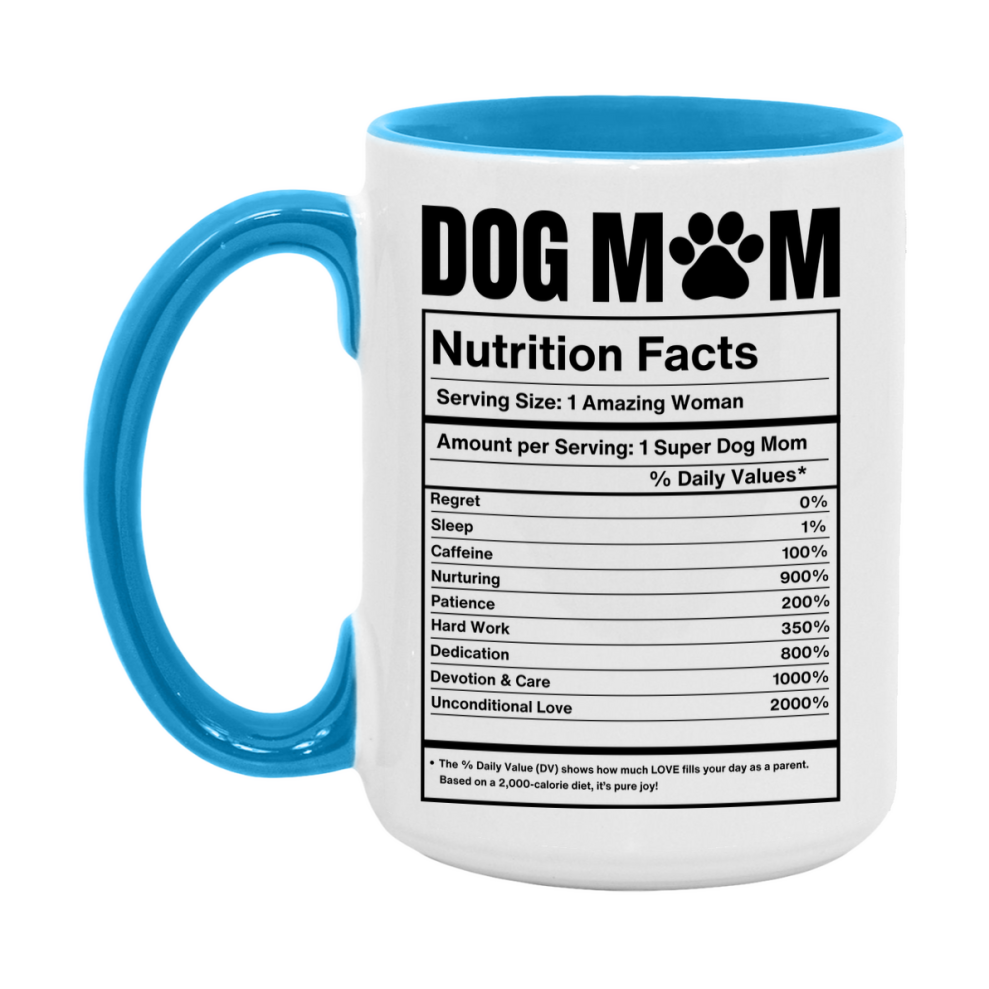 Dog Mom Nutrition Facts Mug, 11Oz Or 15Oz Double-Sided Coffee Cup