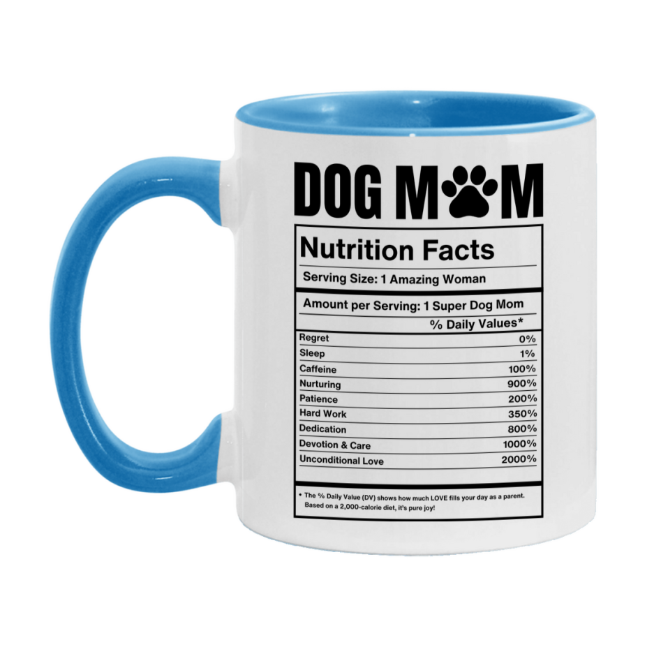Dog Mom Nutrition Facts Mug, 11Oz Or 15Oz Double-Sided Coffee Cup