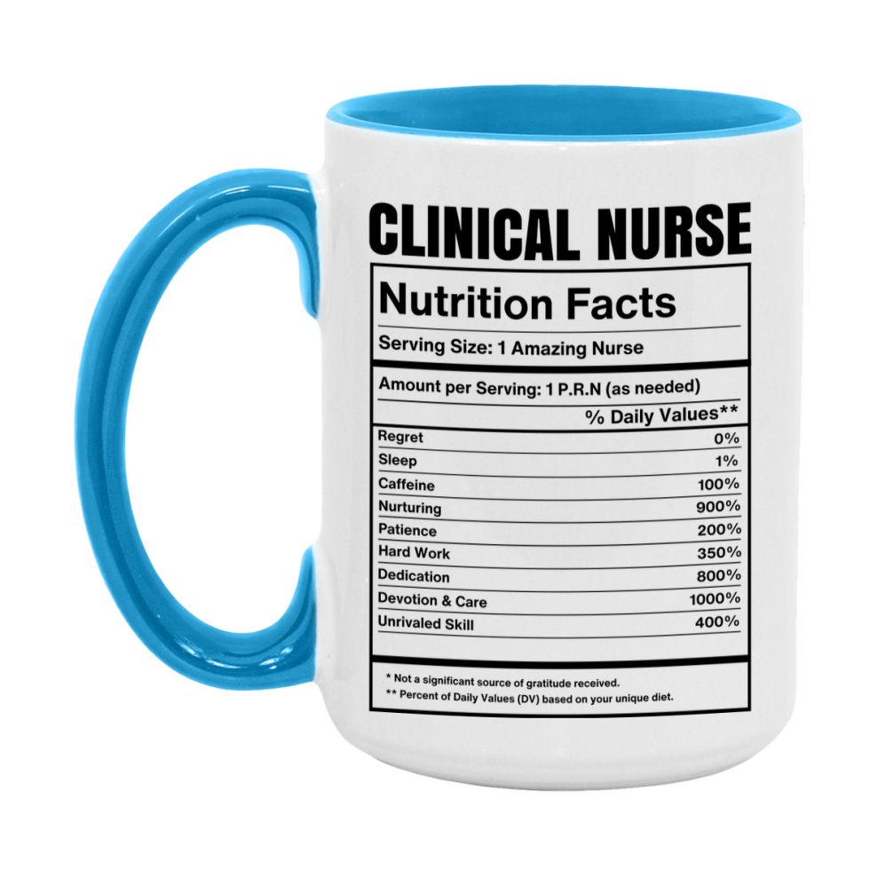 Clinical Nurse Coffee Mug, Clinical Nurse Nutrition Facts, 11Oz Or 15Oz Ceramic Cup