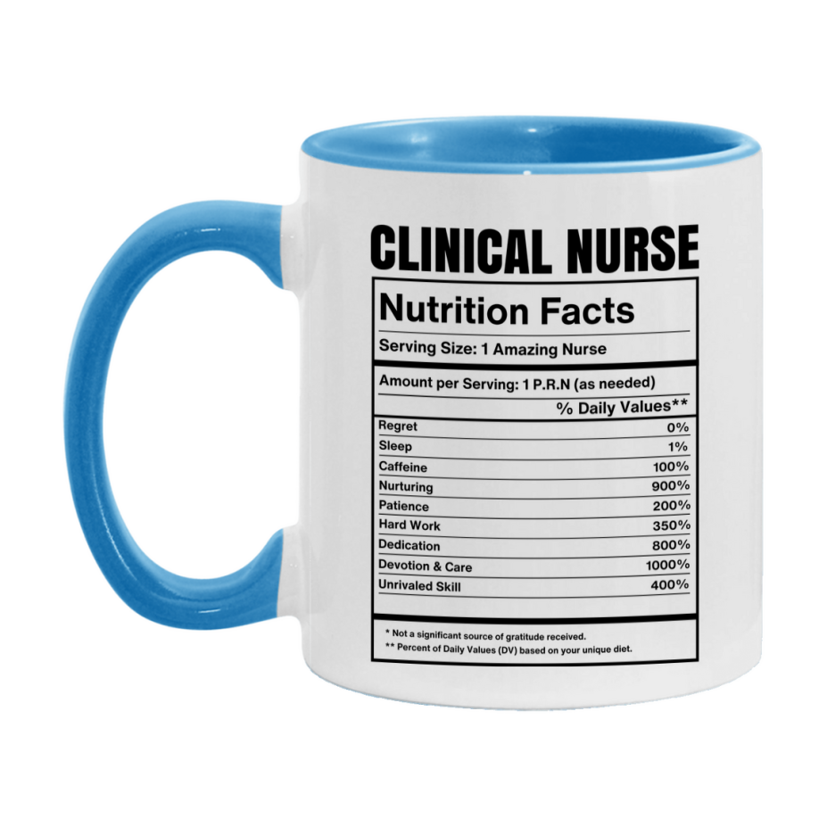 Clinical Nurse Coffee Mug, Clinical Nurse Nutrition Facts, 11Oz Or 15Oz Ceramic Cup