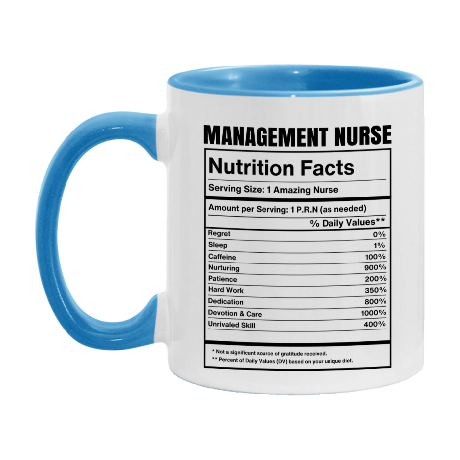 Management Nurse Coffee Mug, Management Nurse Nutrition Facts, 11Oz Or 15Oz Ceramic Cup