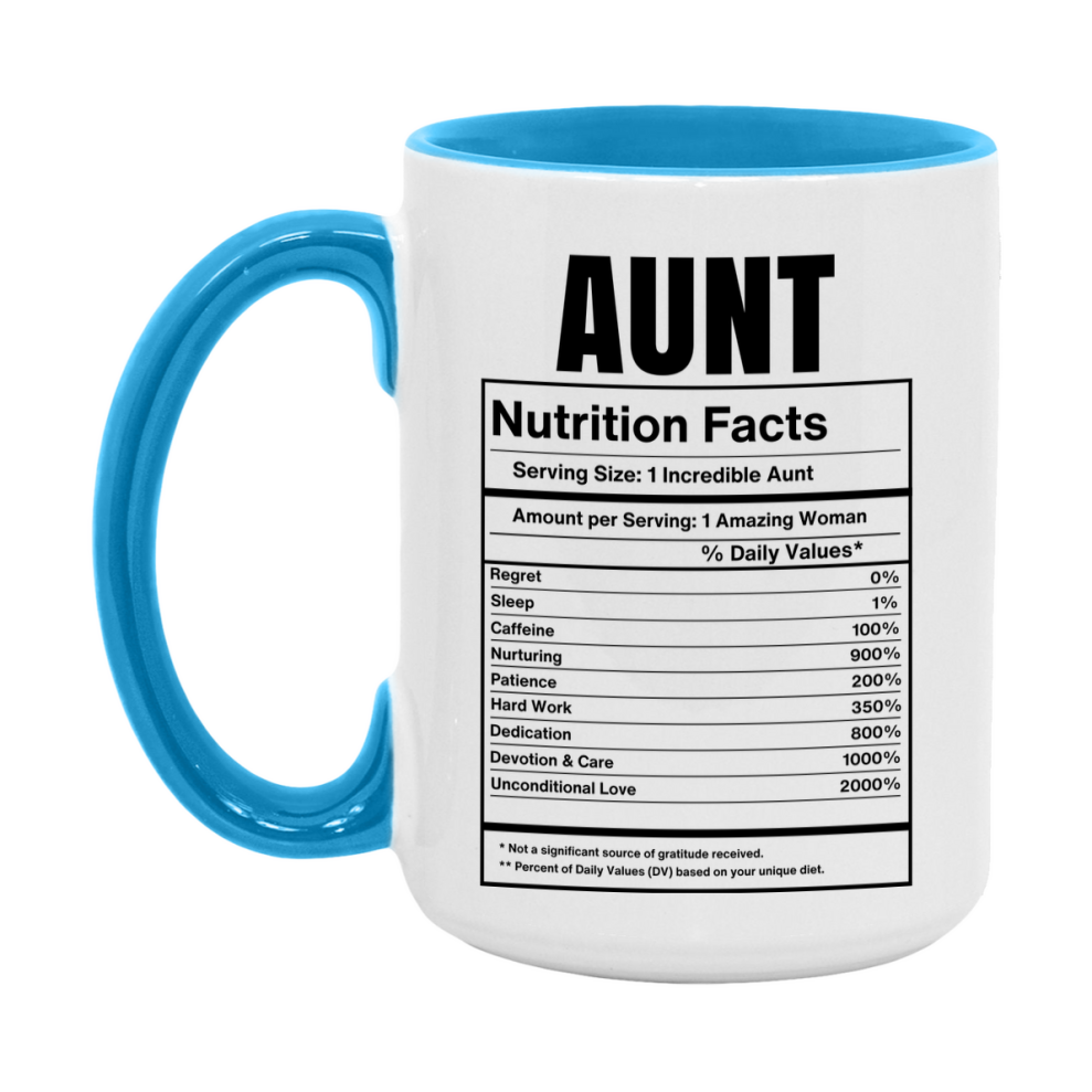 Auntie Coffee Mug, Aunt Nutrition Facts, Funny Gift From Niece To Aunt