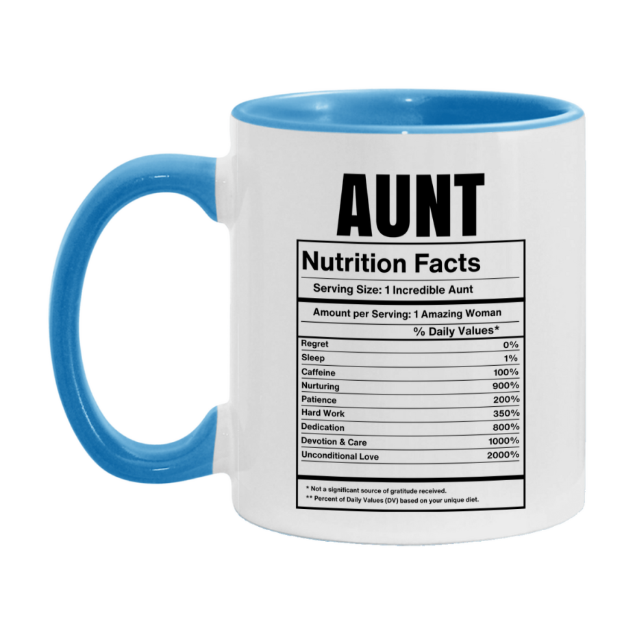 Auntie Coffee Mug, Aunt Nutrition Facts, Funny Gift From Niece To Aunt