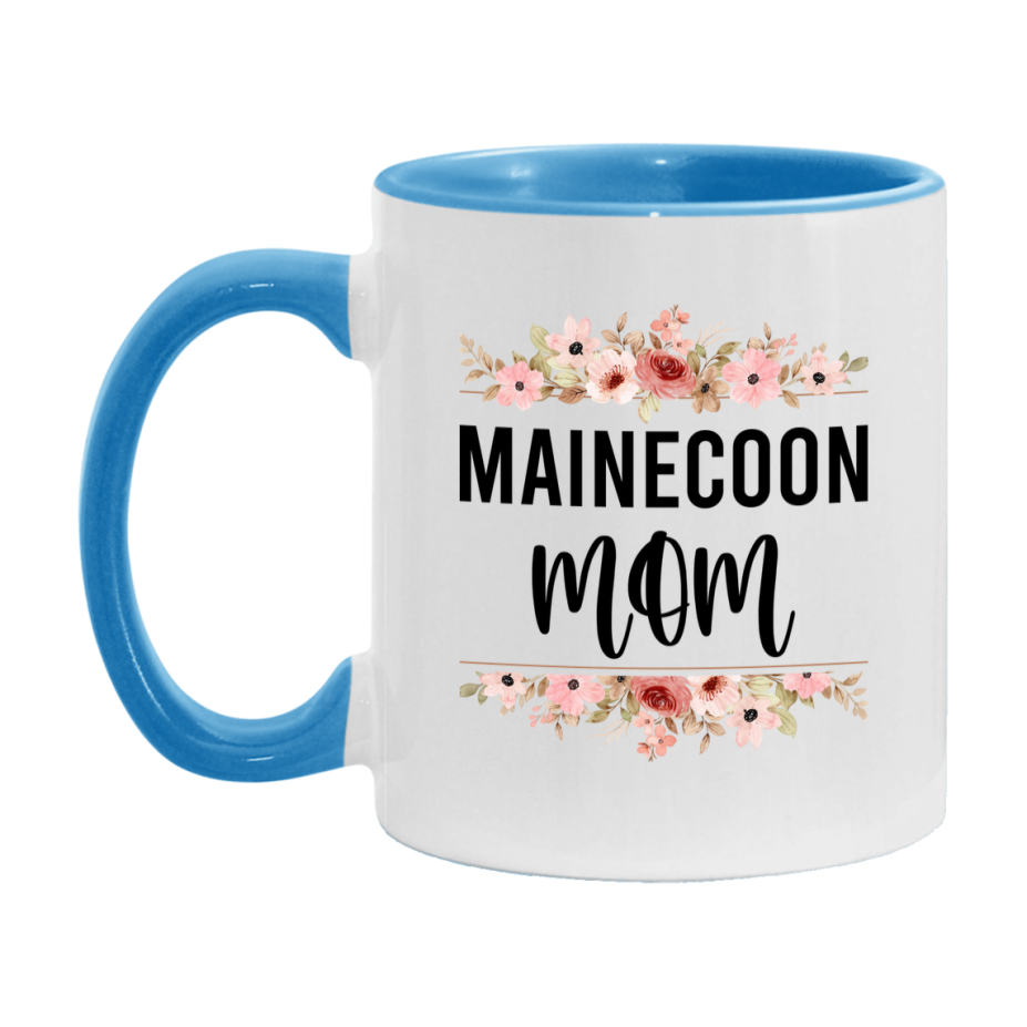 Mainecoon Cat Mom Mug, Floral Cat Mug For Mom, 11Oz Or 15Oz Coffee Cup