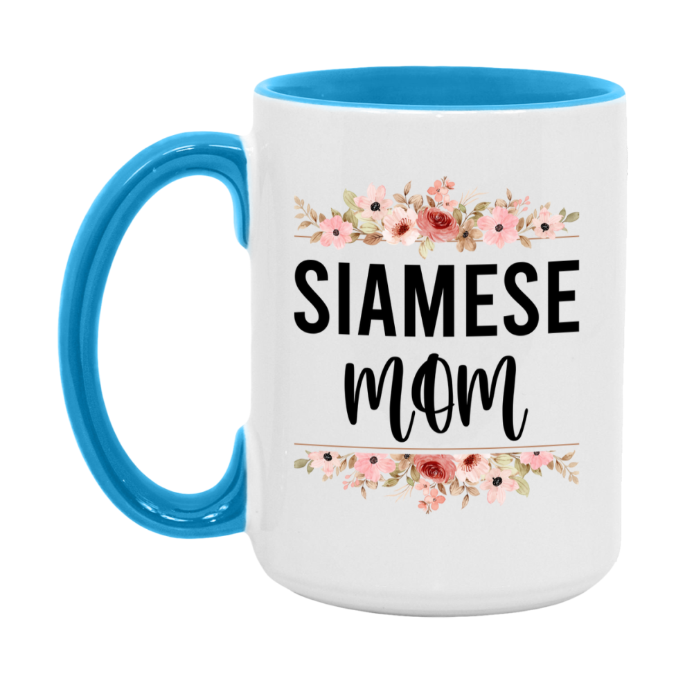 Siamese Cat Mom Mug, Floral Cat Mug For Mom, 11Oz Or 15Oz Coffee Cup