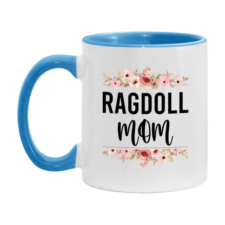 Ragdoll Cat Mom Mug, Floral Cat Mug For Mom, 11Oz Or 15Oz Coffee Cup