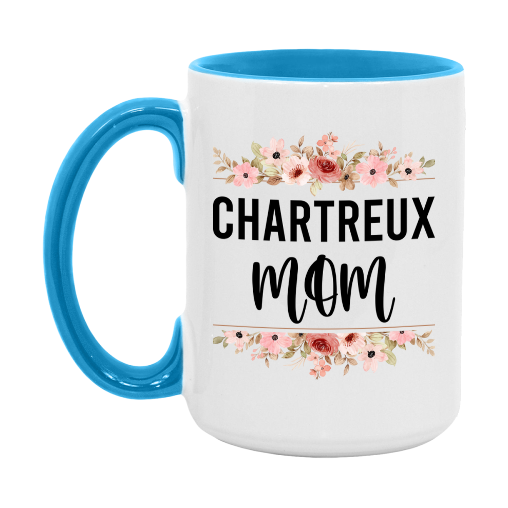 Chartreux Cat Mom Mug, Floral Cat Mug For Mom, 11Oz Or 15Oz Coffee Cup