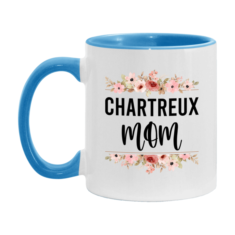 Chartreux Cat Mom Mug, Floral Cat Mug For Mom, 11Oz Or 15Oz Coffee Cup