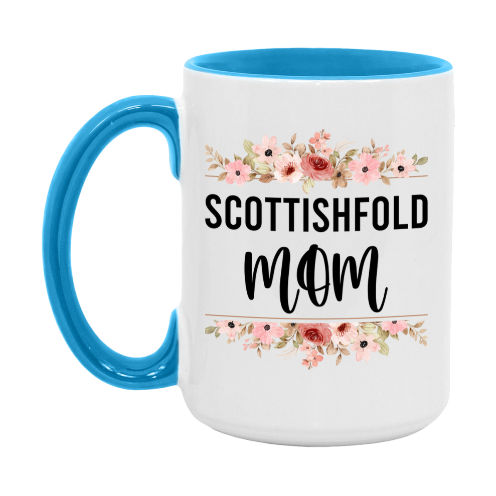 Scottishfold Cat Mom Mug, Floral Cat Mug For Mom, 11Oz Or 15Oz Coffee Cup