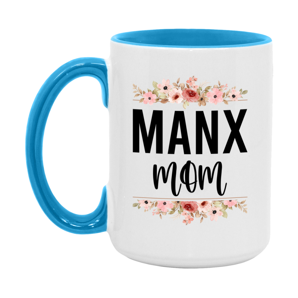 Manx Cat Mom Mug, Floral Cat Mug For Mom, 11Oz Or 15Oz Coffee Cup