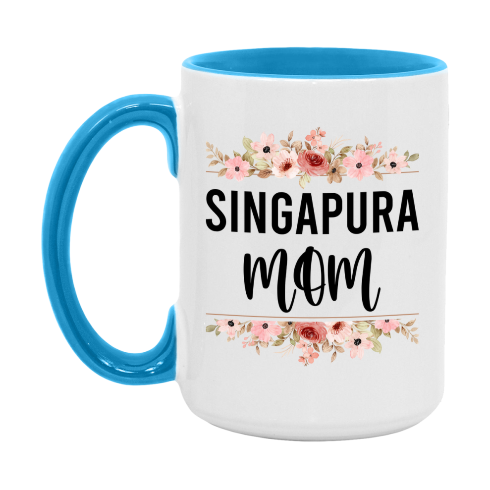 Singapura Cat Mom Mug, Floral Cat Mug For Mom, 11Oz Or 15Oz Coffee Cup