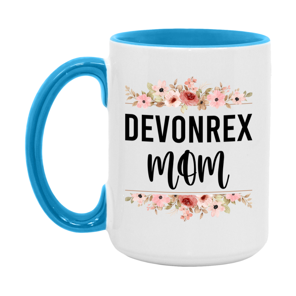 Devonrex Cat Mom Mug, Floral Cat Mug For Mom, 11Oz Or 15Oz Coffee Cup