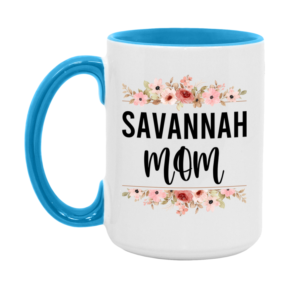 Savannah Cat Mom Mug, Floral Cat Mug For Mom, 11Oz Or 15Oz Coffee Cup