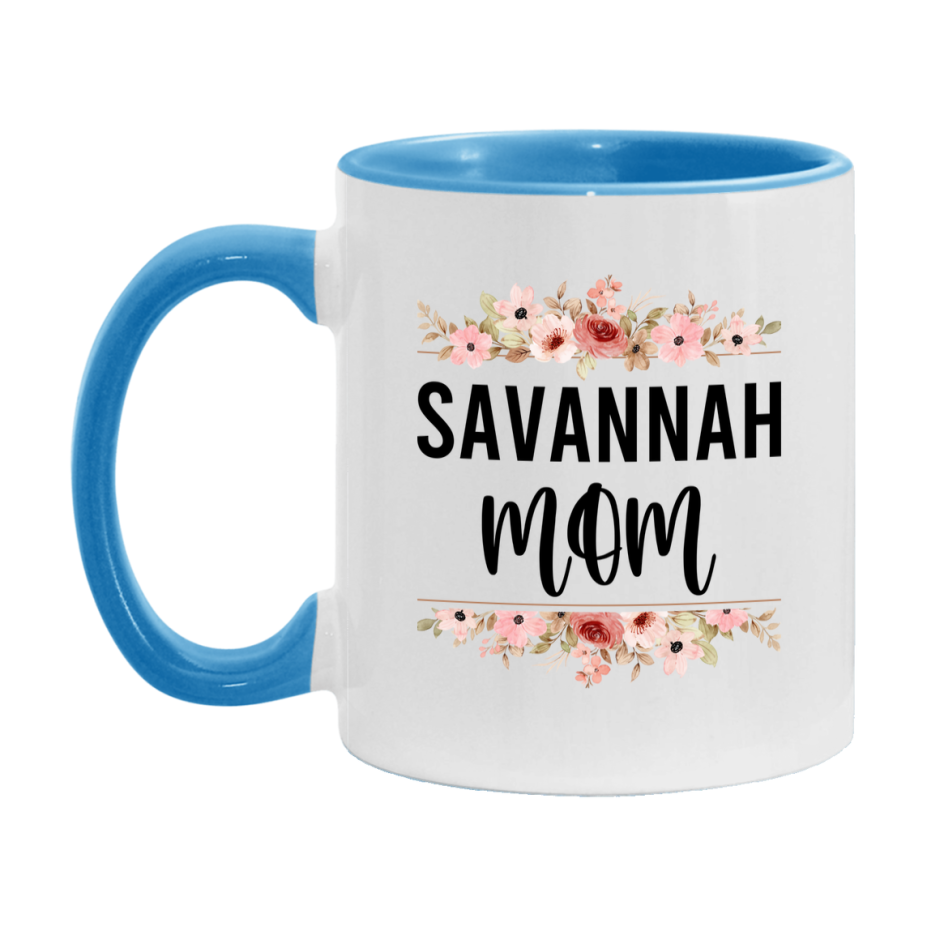 Savannah Cat Mom Mug, Floral Cat Mug For Mom, 11Oz Or 15Oz Coffee Cup