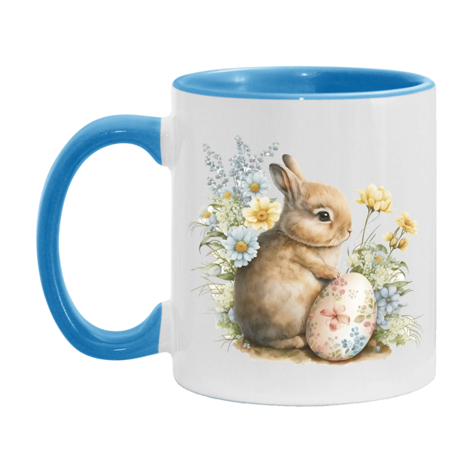Easter Bunny Coffee Mug, Easter Bunny And Eggs Easter Gift, Double-Sided 11Oz Or 15Oz White Ceramic Cup
