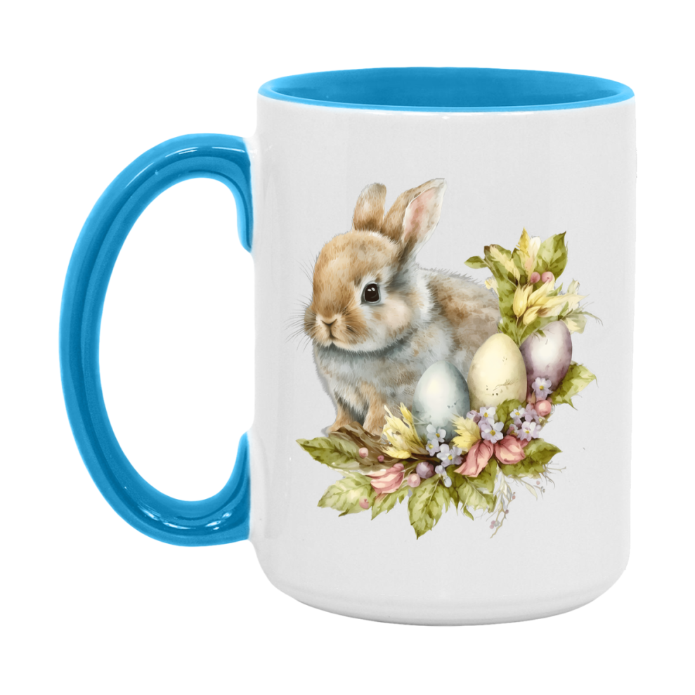 Easter Bunny Coffee Mug, Kawaii Easter Bunny Easter Gift, Double-Sided 11Oz Or 15Oz White Ceramic Cup
