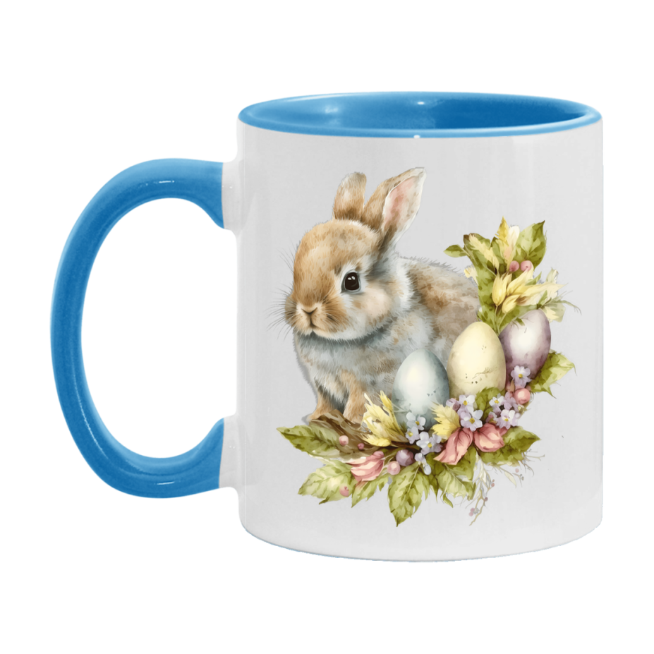 Easter Bunny Coffee Mug, Kawaii Easter Bunny Easter Gift, Double-Sided 11Oz Or 15Oz White Ceramic Cup