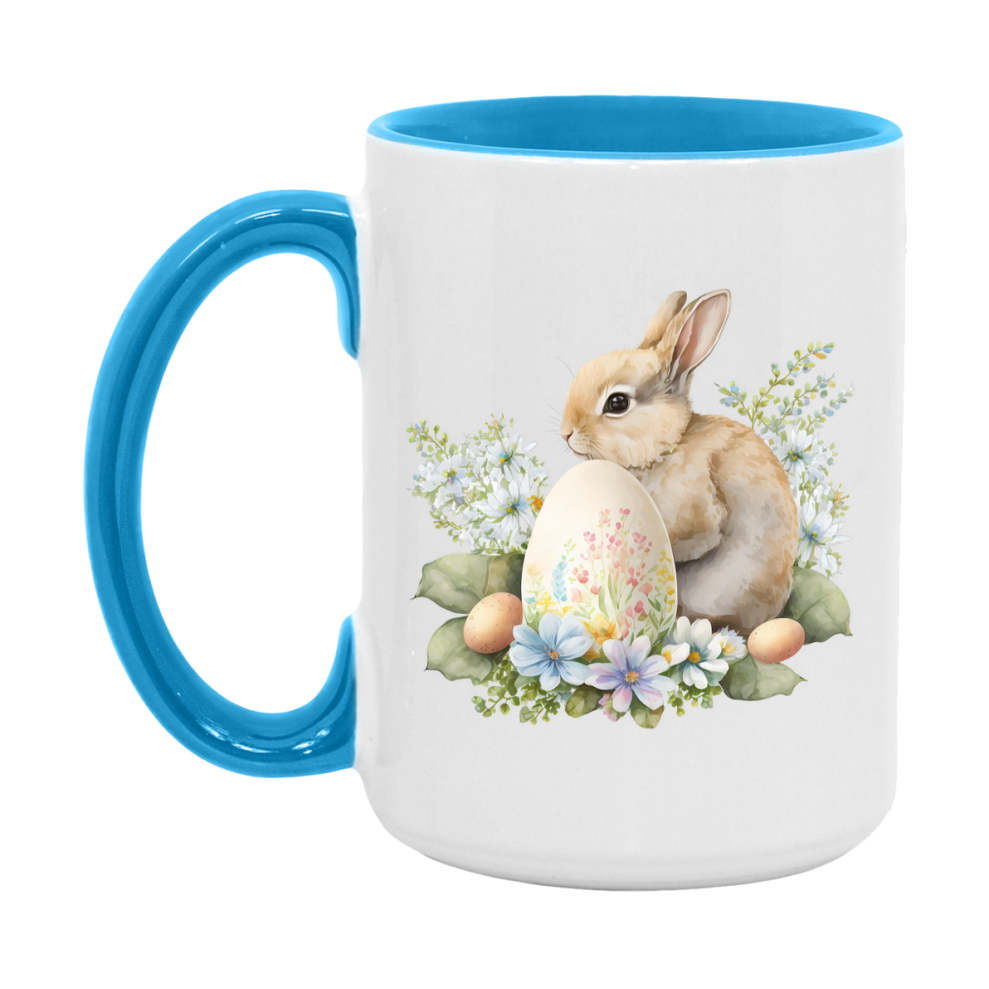 Easter Bunny Coffee Mug, Pastel Easter Bunny Art Easter Gift, Double-Sided 11Oz Or 15Oz White Ceramic Cup