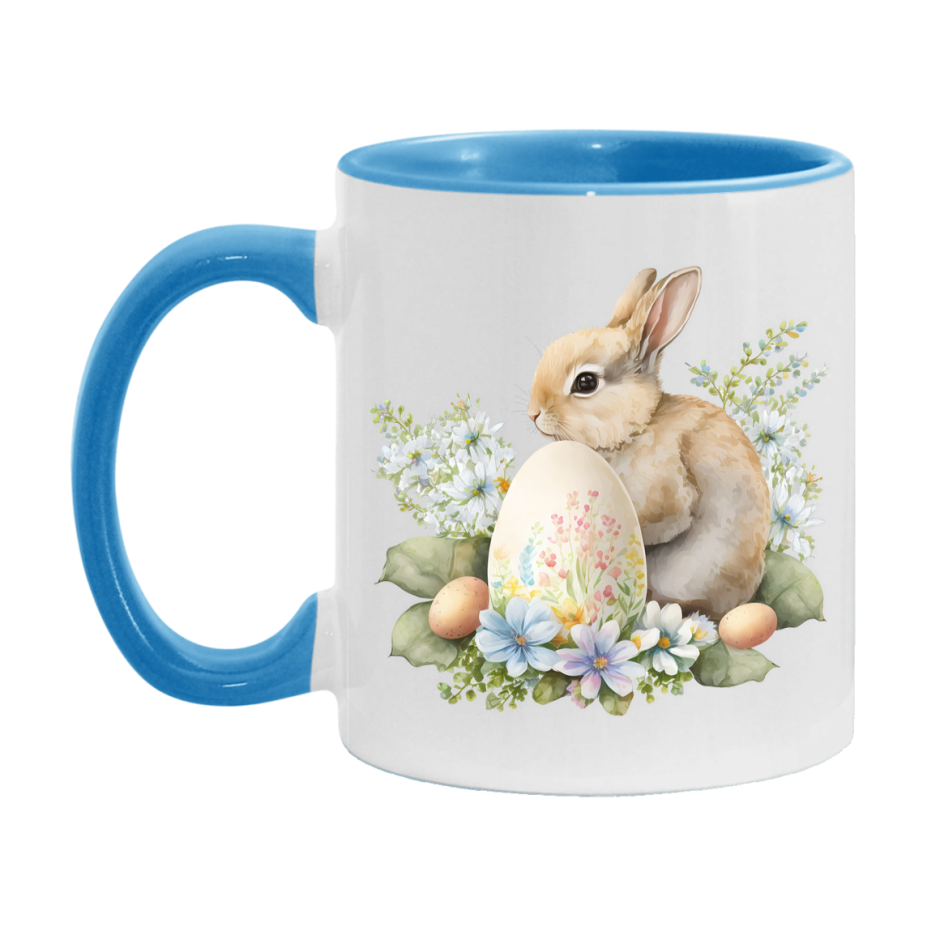 Easter Bunny Coffee Mug, Pastel Easter Bunny Art Easter Gift, Double-Sided 11Oz Or 15Oz White Ceramic Cup