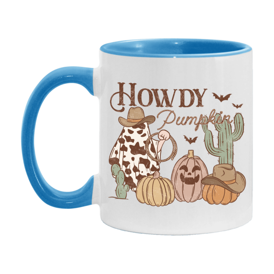 Western Halloween Mug, Cute Retro Western Halloween Coffee Cup, 11Oz Or 15Oz White Ceramic Mug