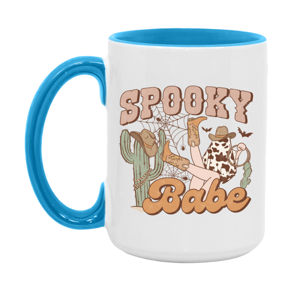 Western Halloween Mug, Cute Retro Western Halloween Coffee Cup, 11Oz Or 15Oz White Ceramic Mug