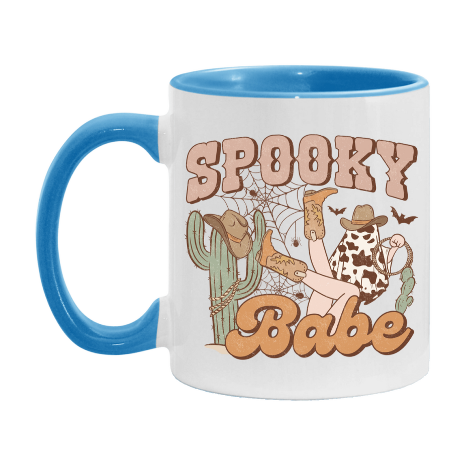 Western Halloween Mug, Cute Retro Western Halloween Coffee Cup, 11Oz Or 15Oz White Ceramic Mug