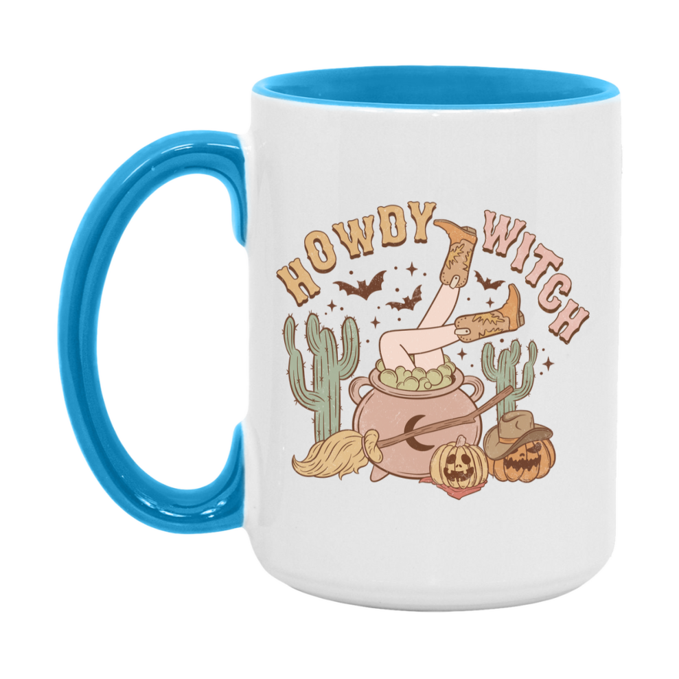 Western Halloween Mug, Cute Retro Western Halloween Coffee Cup, 11Oz Or 15Oz White Ceramic Mug