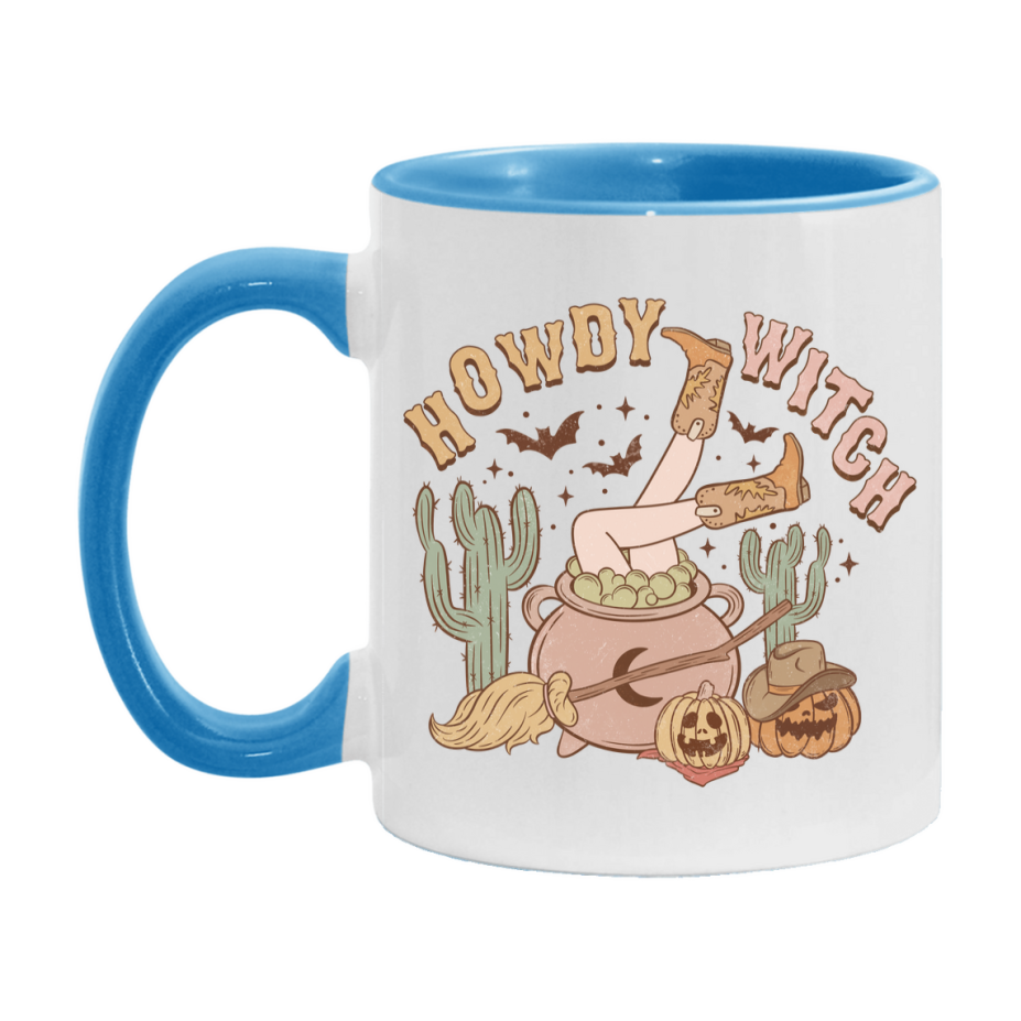 Western Halloween Mug, Cute Retro Western Halloween Coffee Cup, 11Oz Or 15Oz White Ceramic Mug