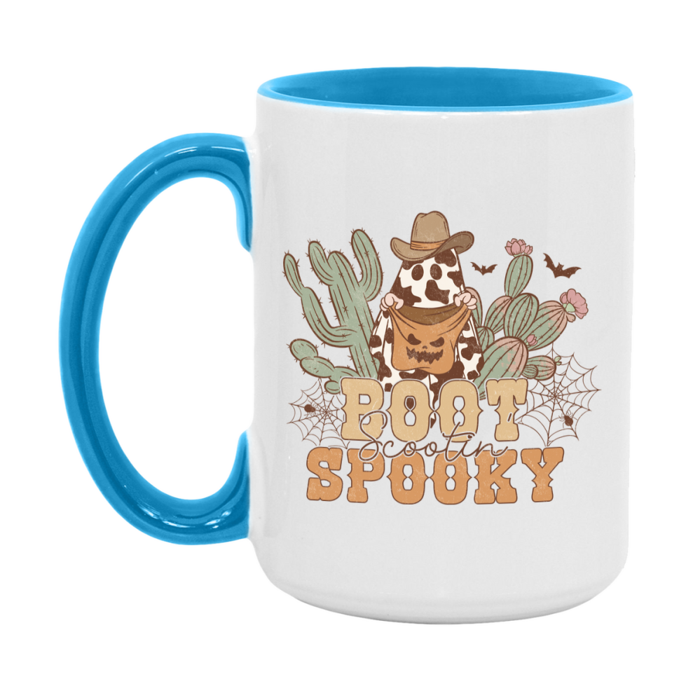 Western Halloween Mug, Cute Retro Western Halloween Coffee Cup, 11Oz Or 15Oz White Ceramic Mug