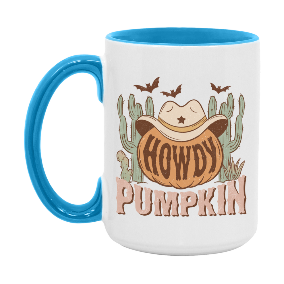 Western Halloween Mug, Cute Retro Western Halloween Coffee Cup, 11Oz Or 15Oz White Ceramic Mug