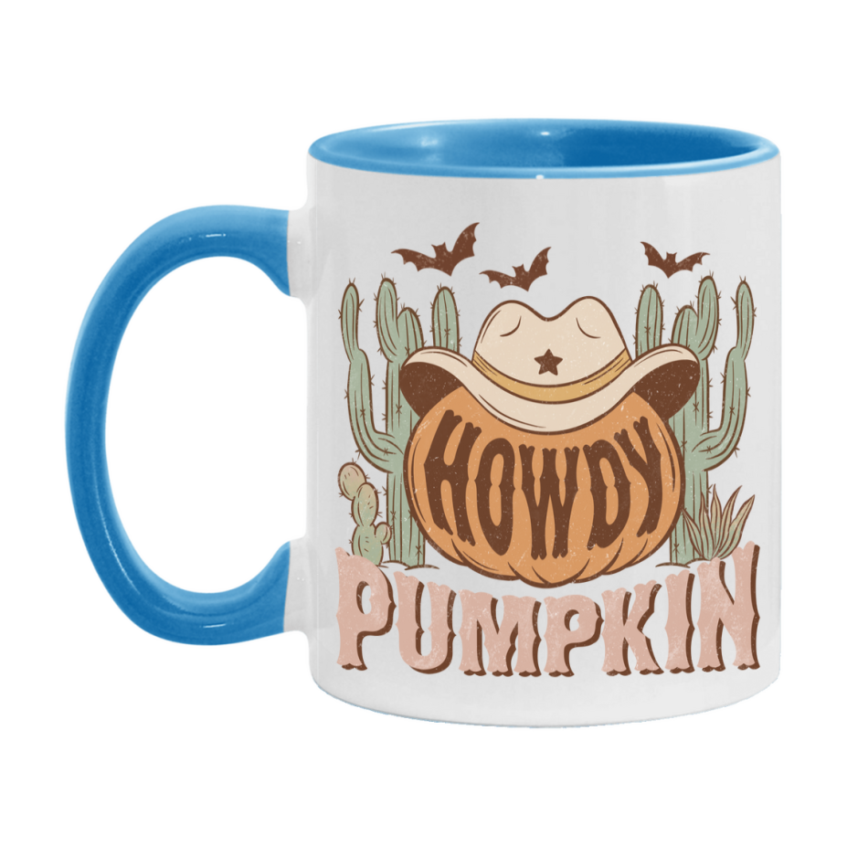 Western Halloween Mug, Cute Retro Western Halloween Coffee Cup, 11Oz Or 15Oz White Ceramic Mug