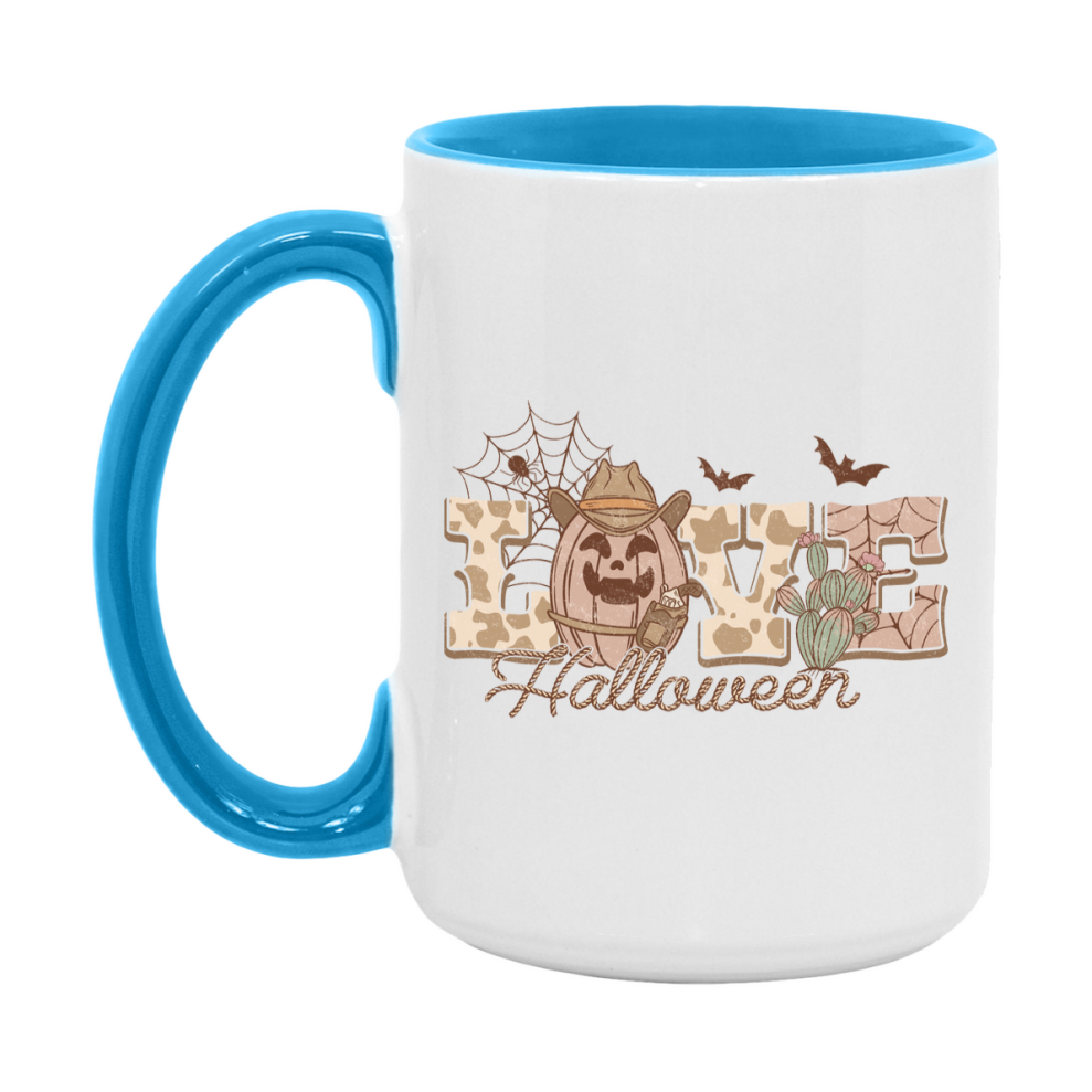 Western Halloween Mug, Cute Retro Western Halloween Coffee Cup, 11Oz Or 15Oz White Ceramic Mug
